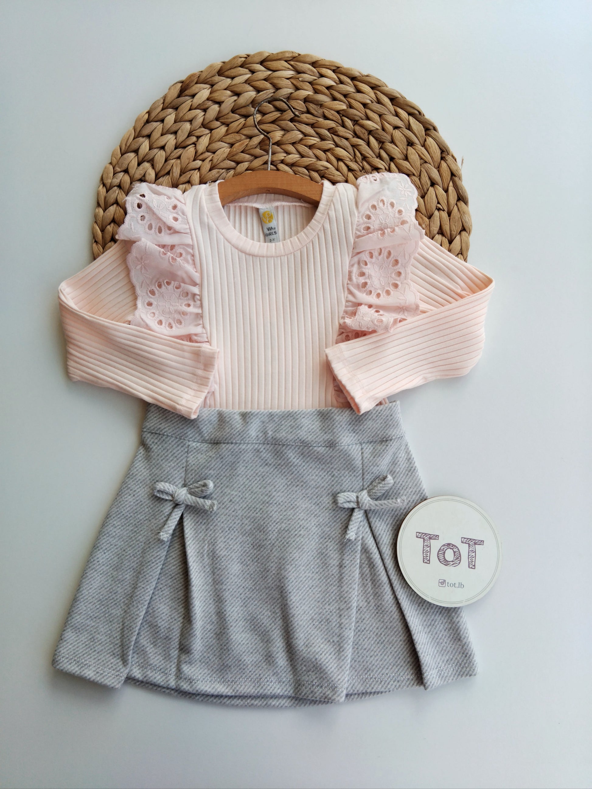 Girl dress- Pink & Grey