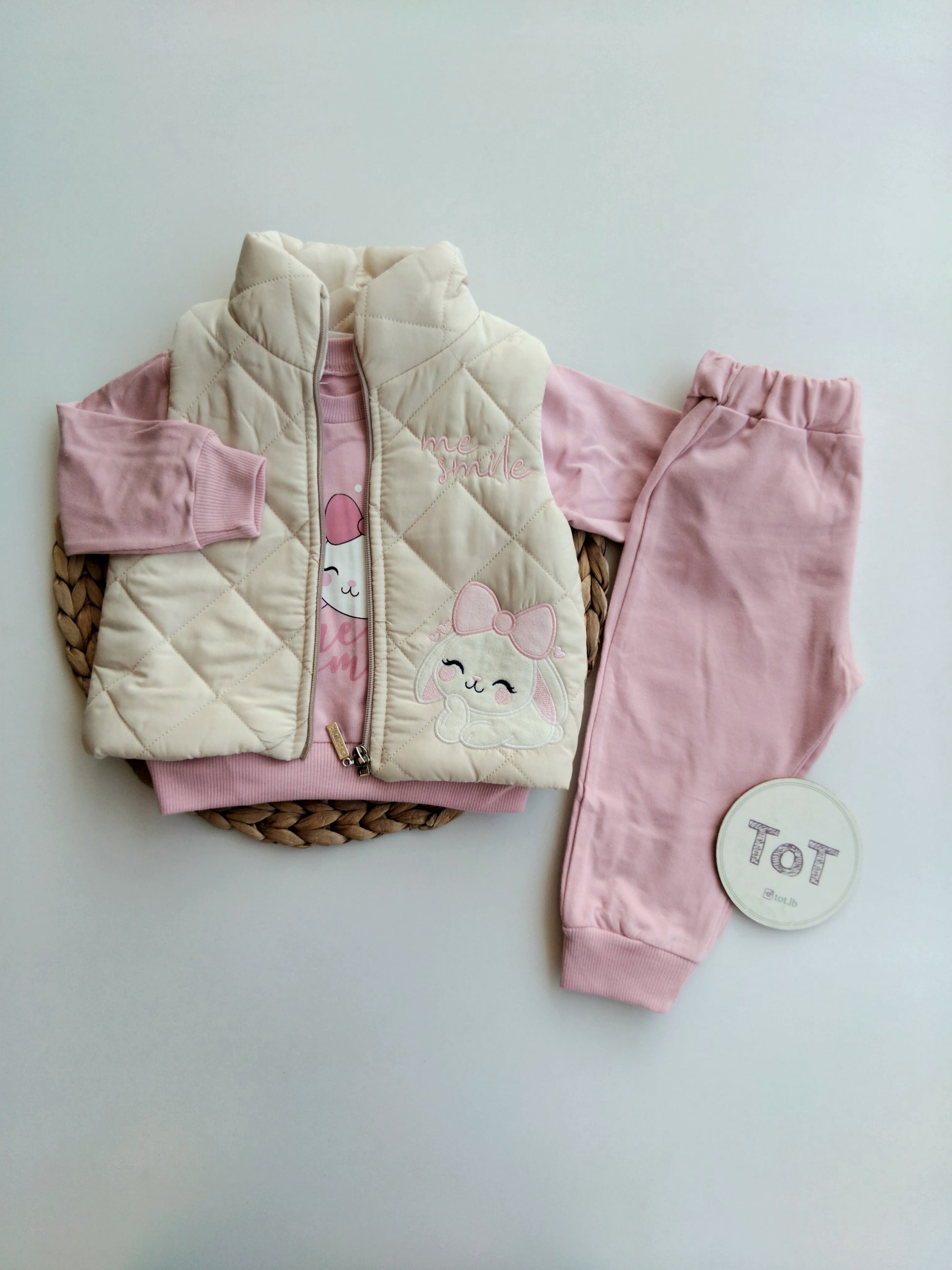 Baby Girl Cotton Set with Gilet