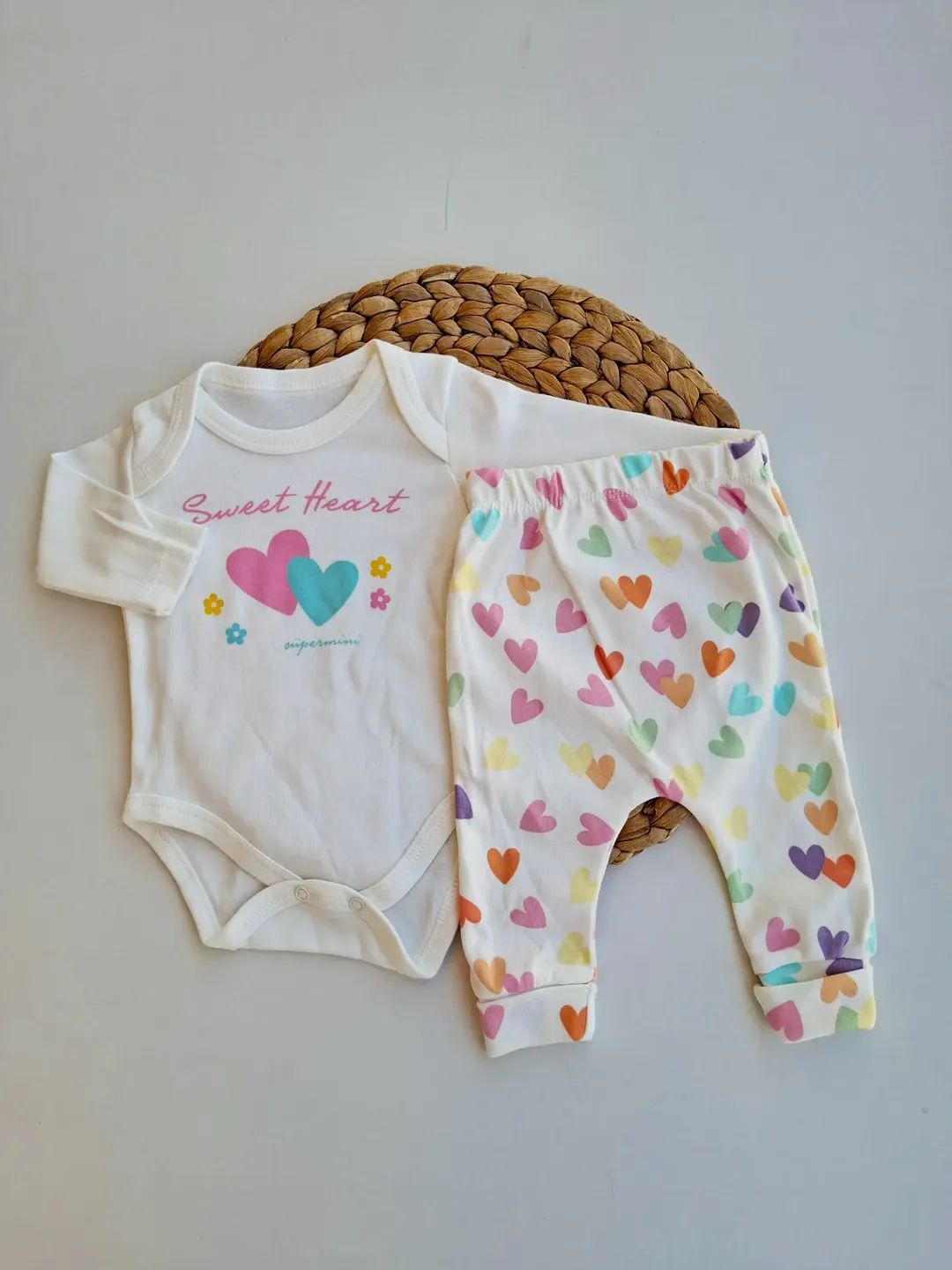 Baby Girl Cotton Bodysuit & Pants Set