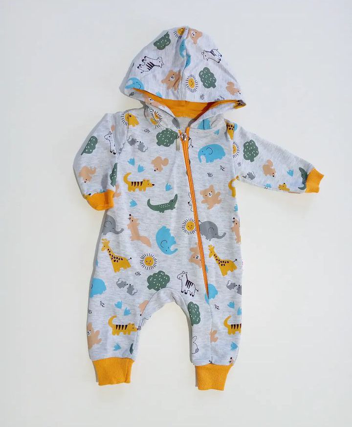 Baby Boy Cotton Romper with Hood