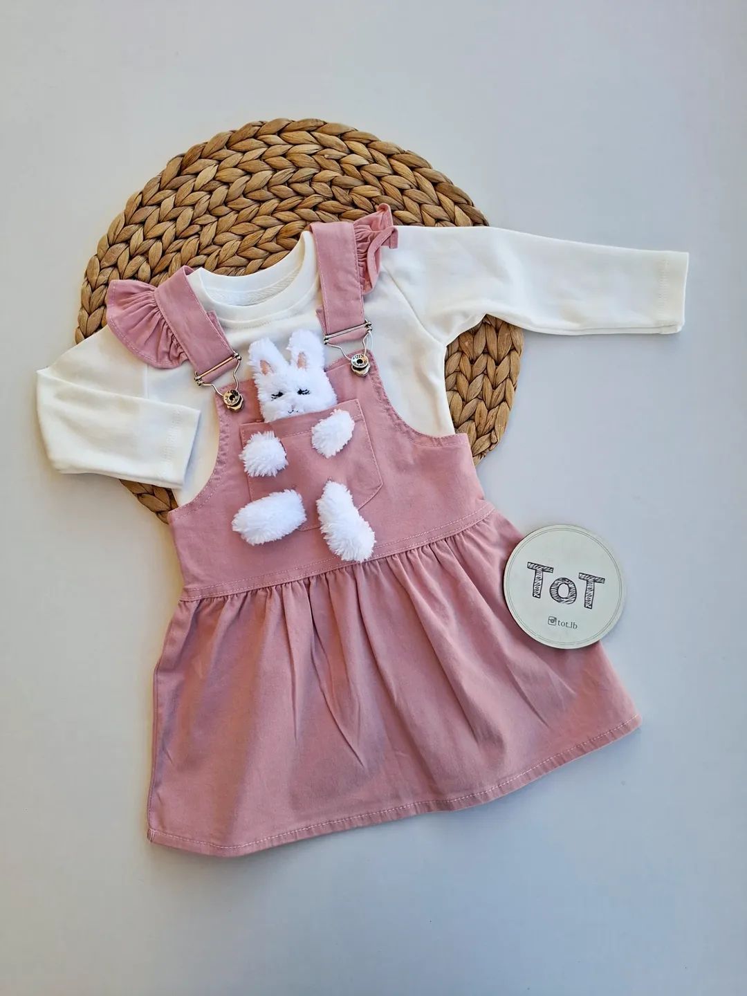 Baby Girl Pink Salopette Dress & White Cotton Top