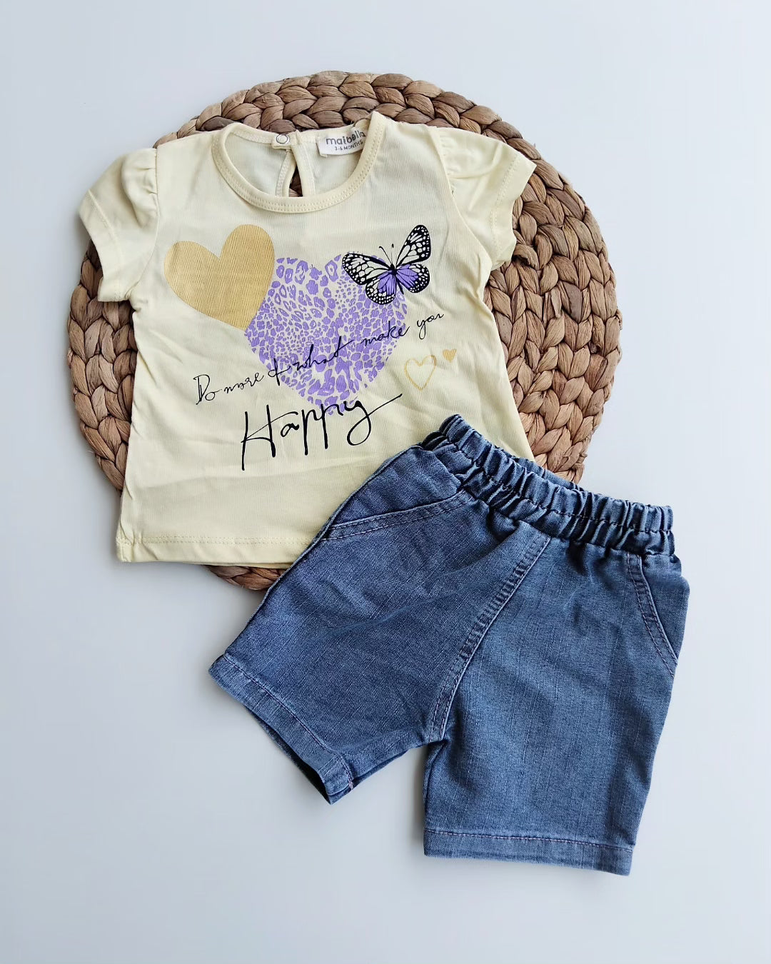 Baby Girl Casual Denim Shorts Set