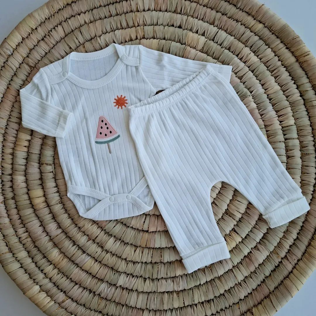 Baby Girl Cotton Bodysuit & Pants Set