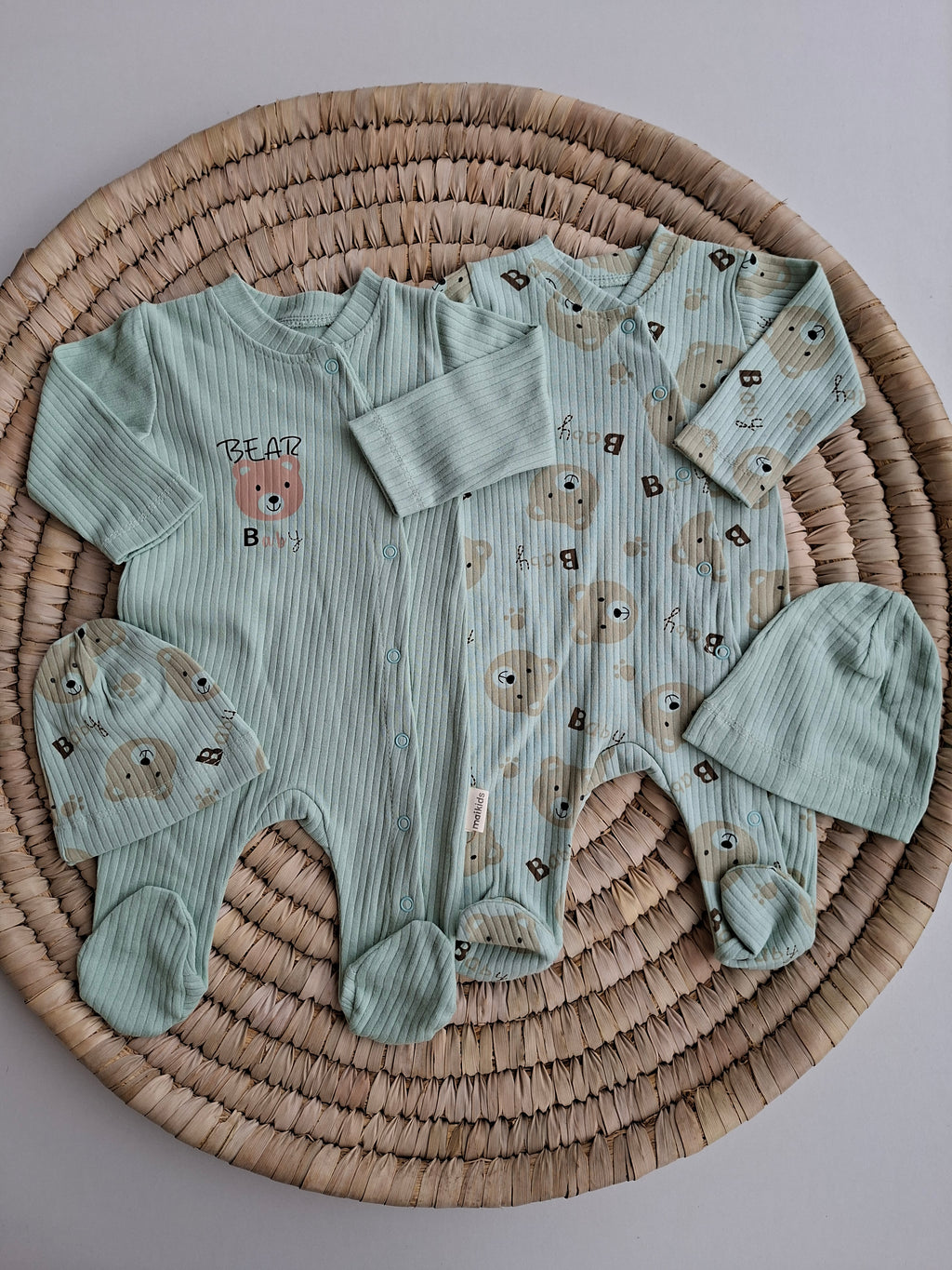 Pack of 2 Baby Overalls with Matching Hats