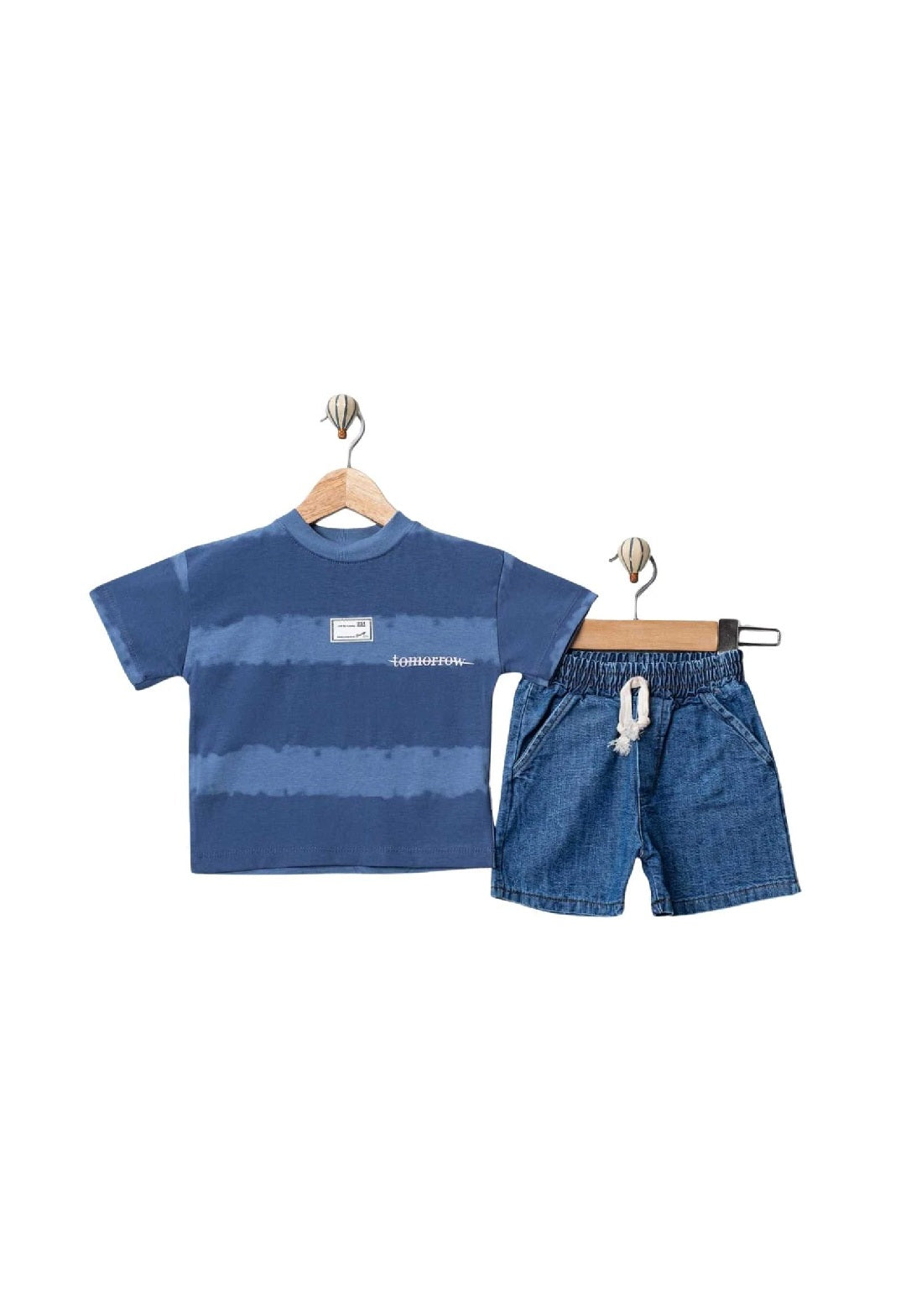Denim Shorts & Cotton Tee Set