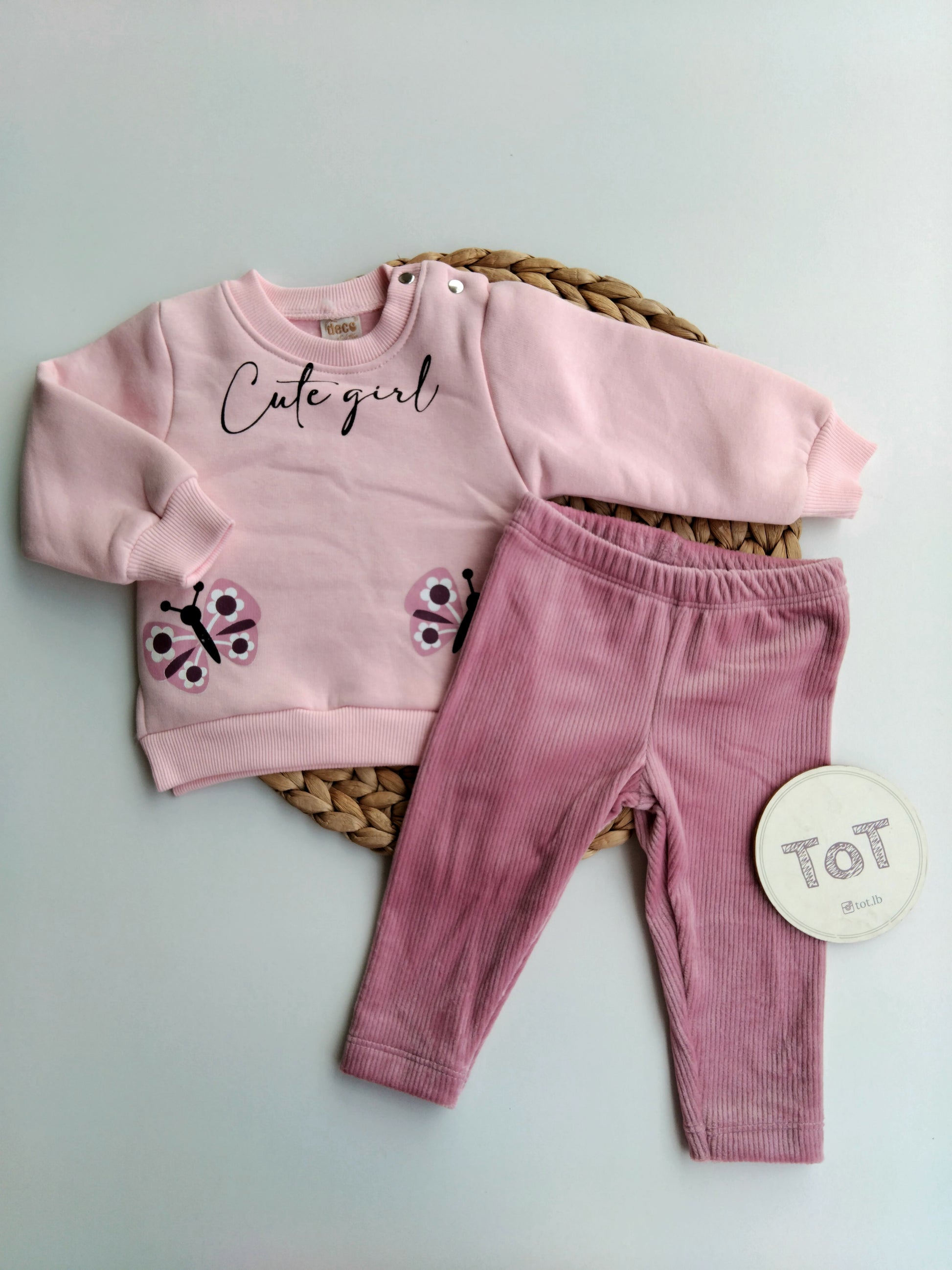 Baby Girl Pink Velvet Legging with Fleeced Top