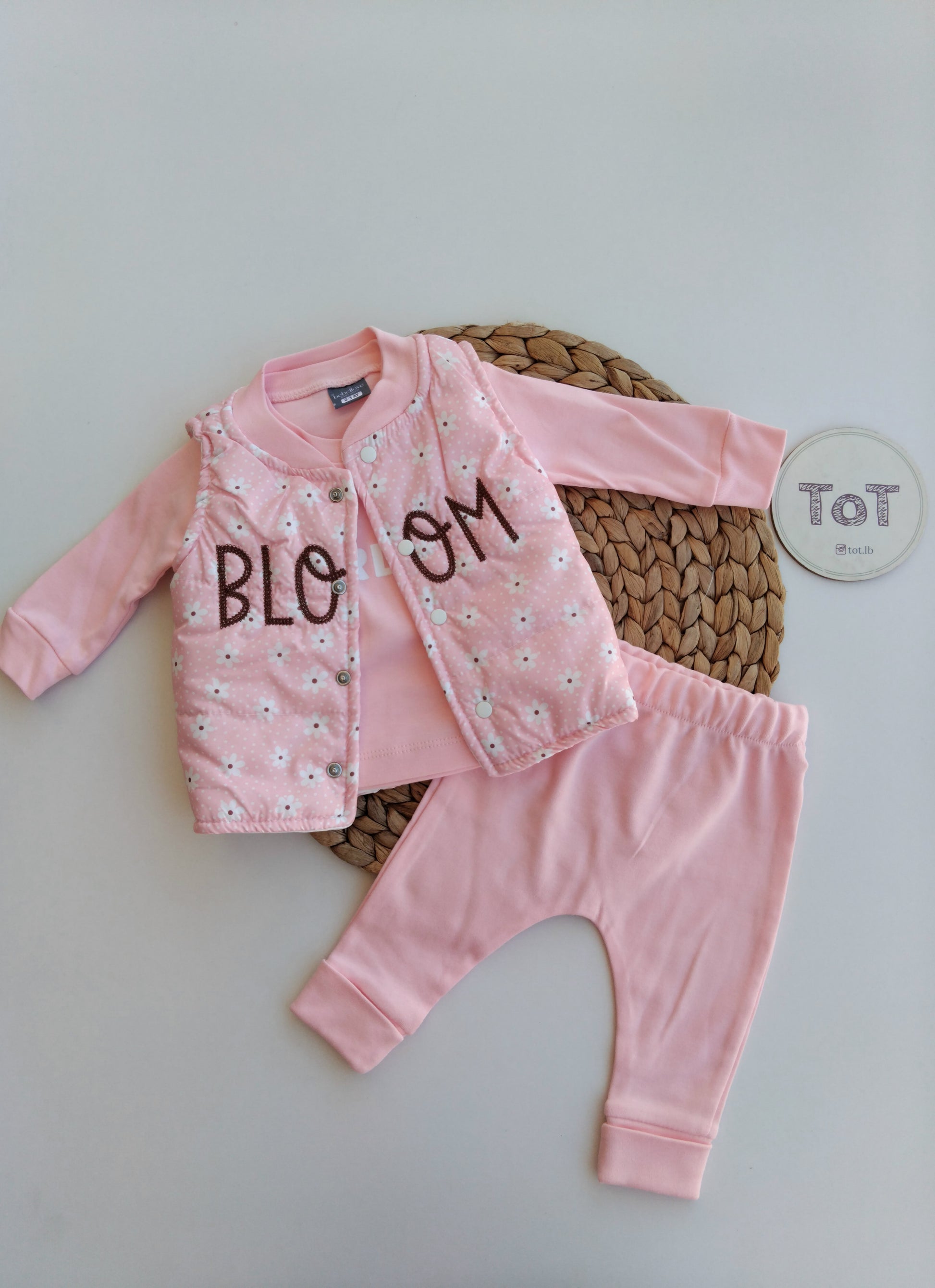 Baby Girl Cotton Set with BLOOM gilet