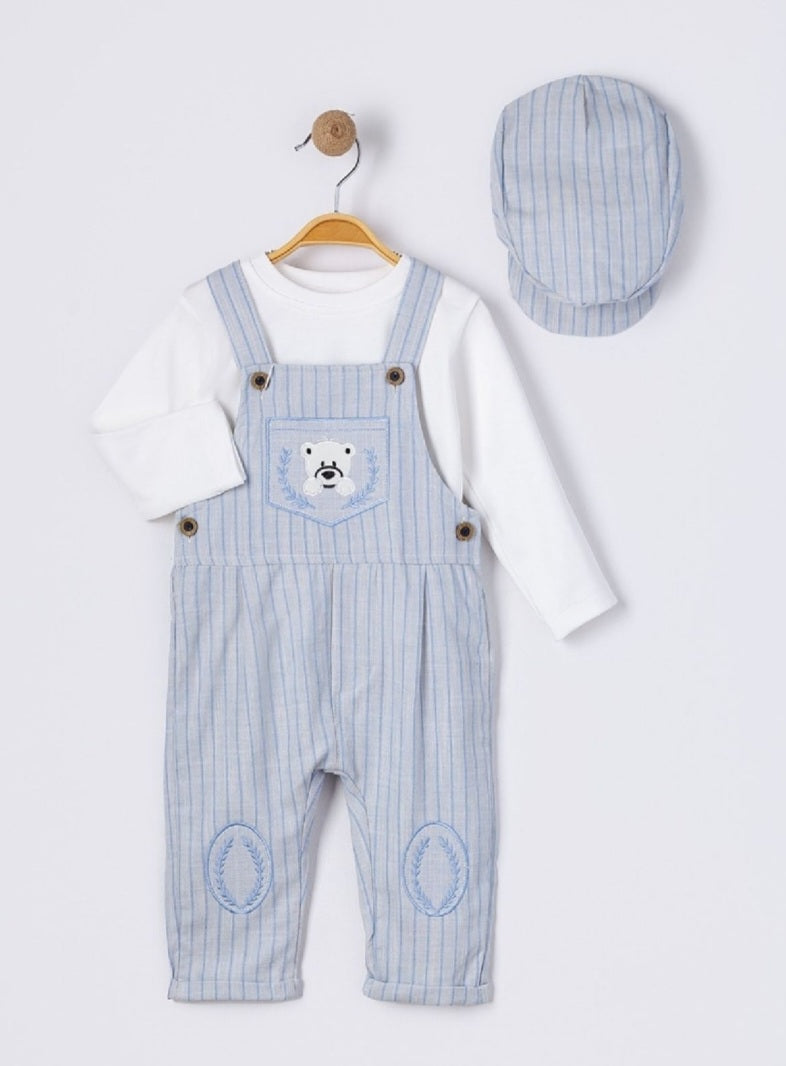 Baby Boy Salopette Set with Beret