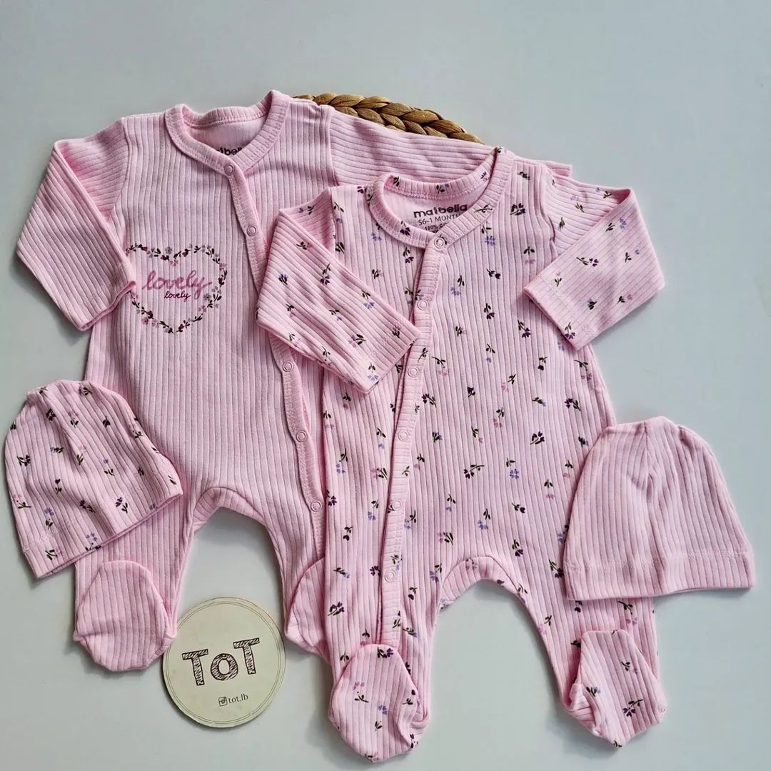 Pack of 2 Overalls + 2 Hats - Cotton Set